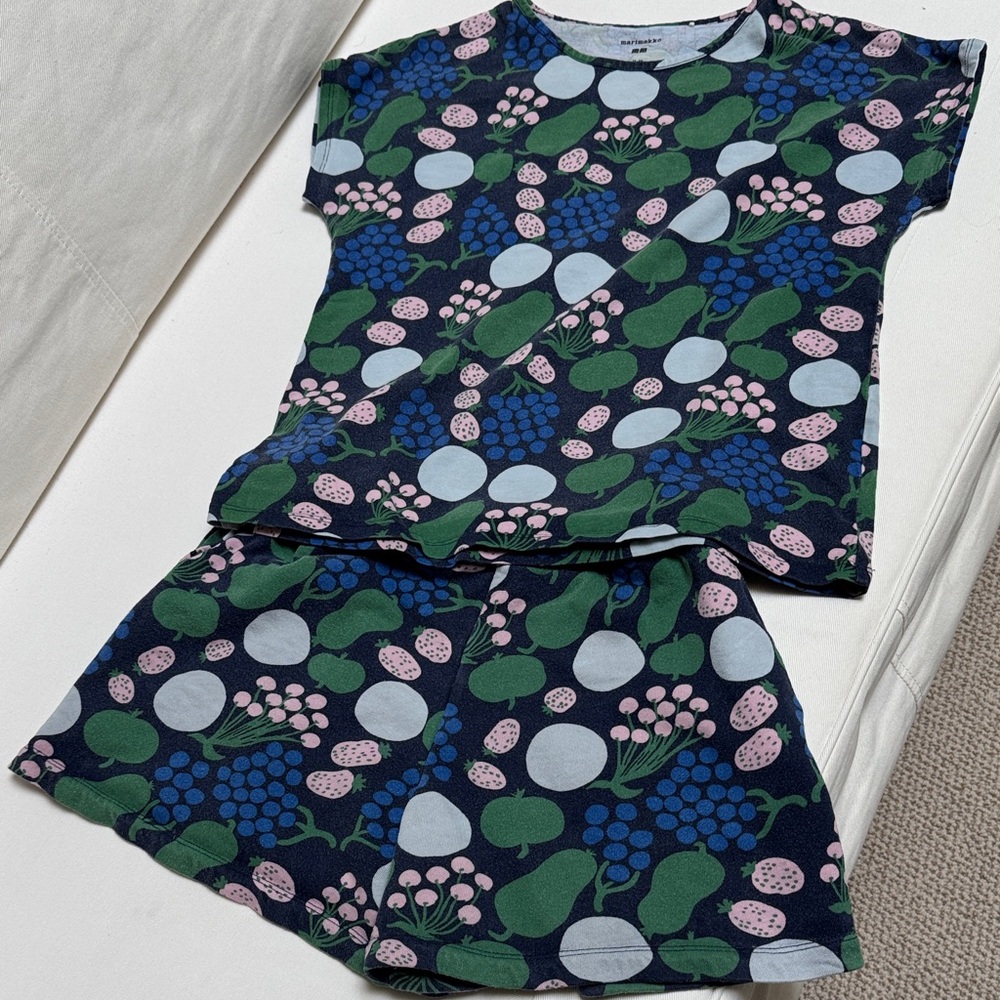 Marimekko Uniqlo Kids Set with Blue and Green Pattern